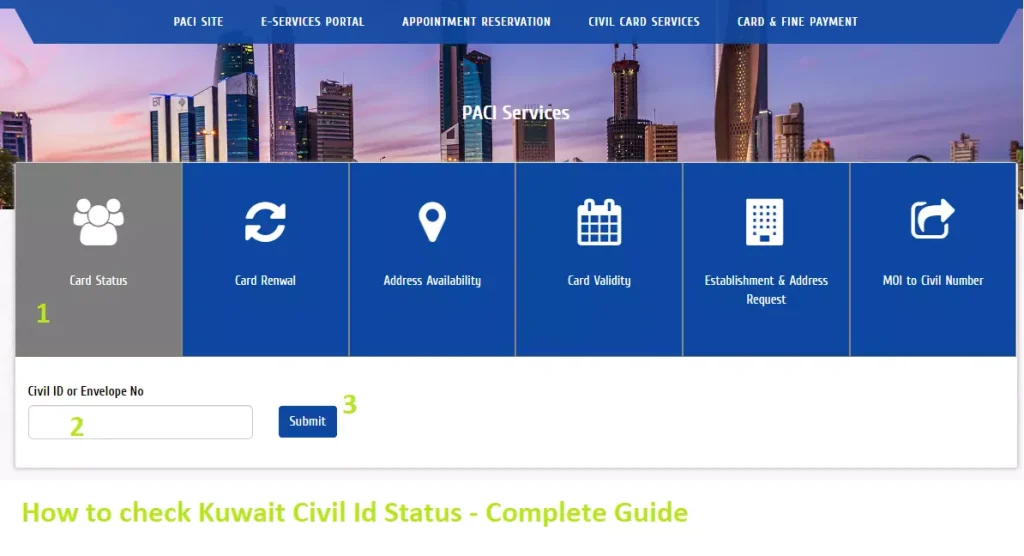 How to check Kuwait Civil Id Status 1